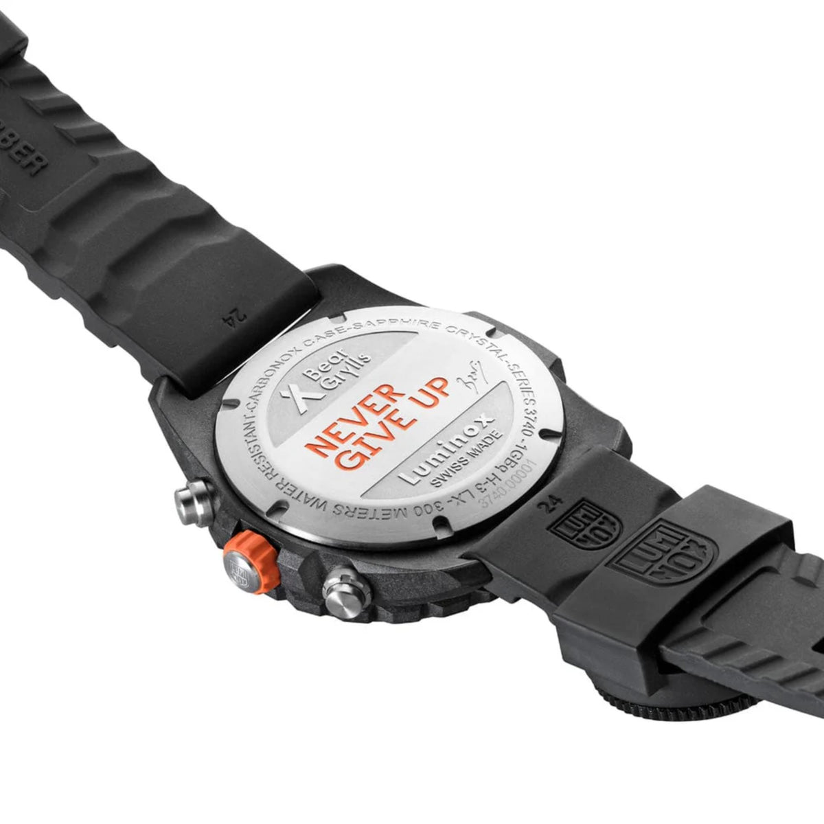 Luminox Bear Grylls Survival Master XB.3748 "Never Give Up" signature engraved caseback