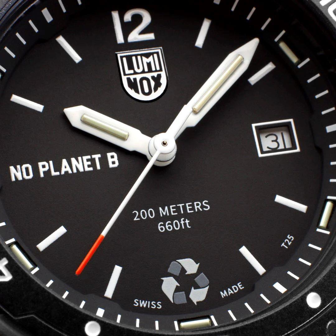 Men's black dial quartz wristwatch with white markers, date window, black plastic case