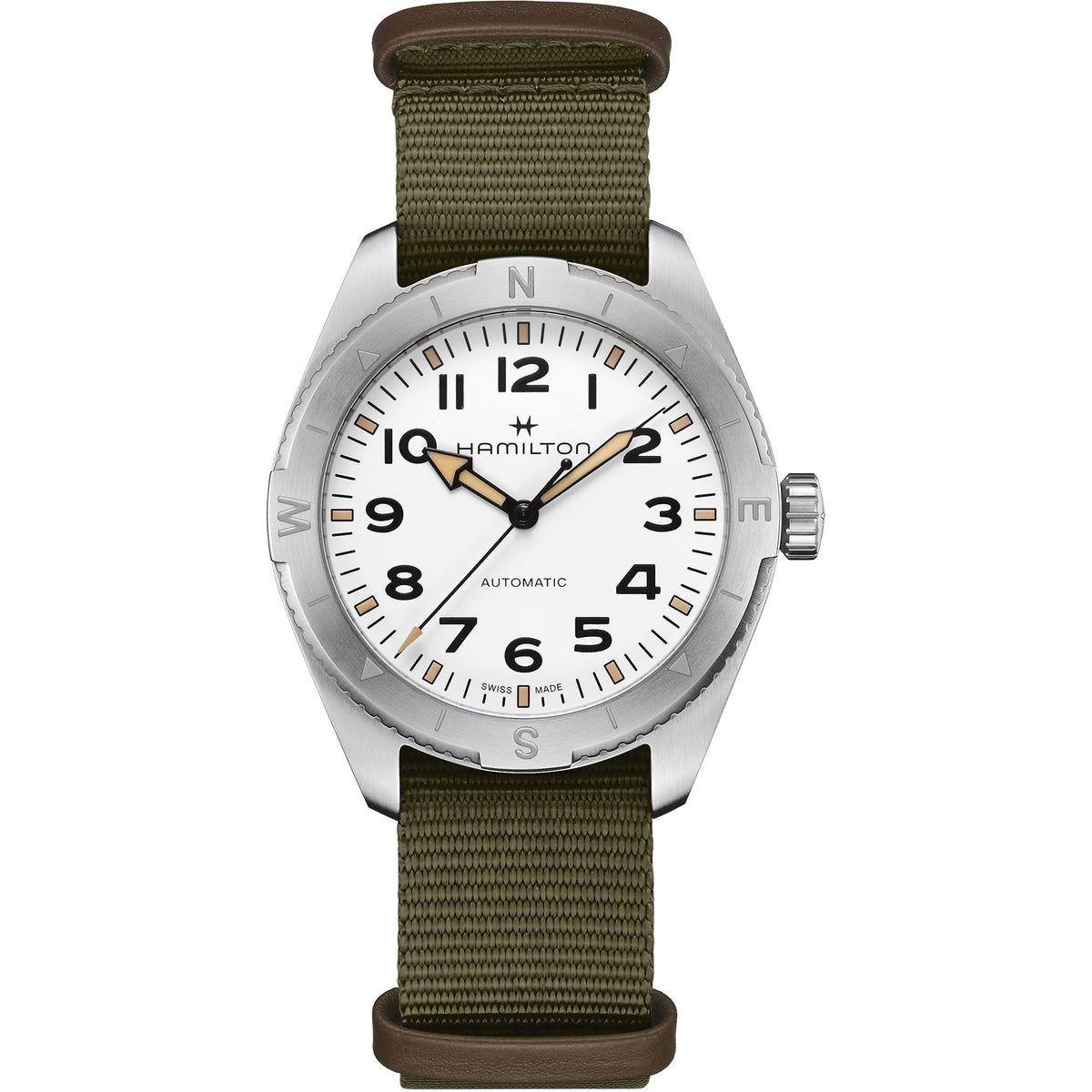 Hamilton Khaki Field Expedition Automatic White Dial Green NATO Strap Watch H70315910