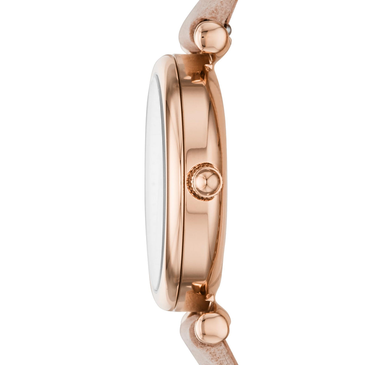 Fossil Carlie ES4699 side profile view highlighting case edge and setting crown
