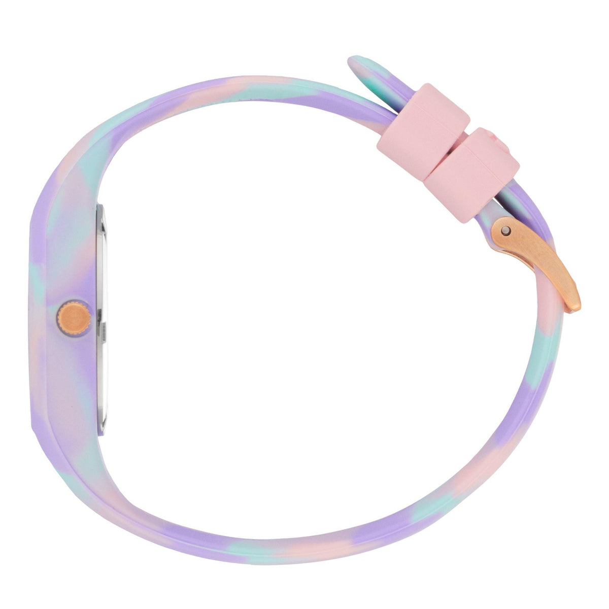 ICE Watch silicone strap watch, iridescent band with pink clasp and metal buckle