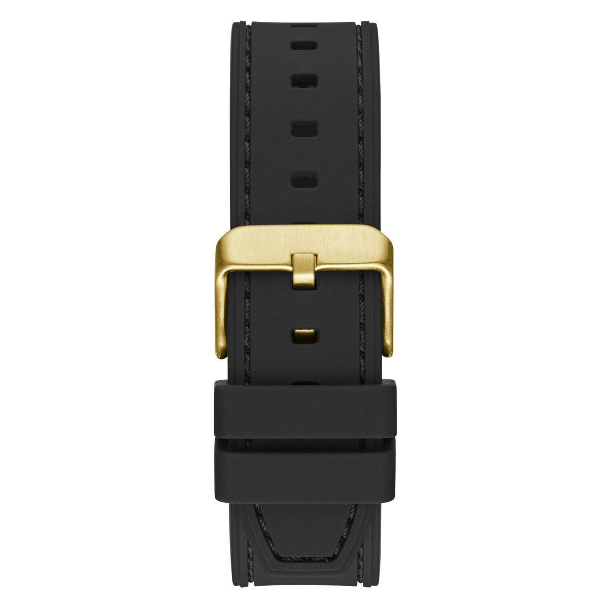 Men’s watch with black silicone strap and gold-tone buckle clasp