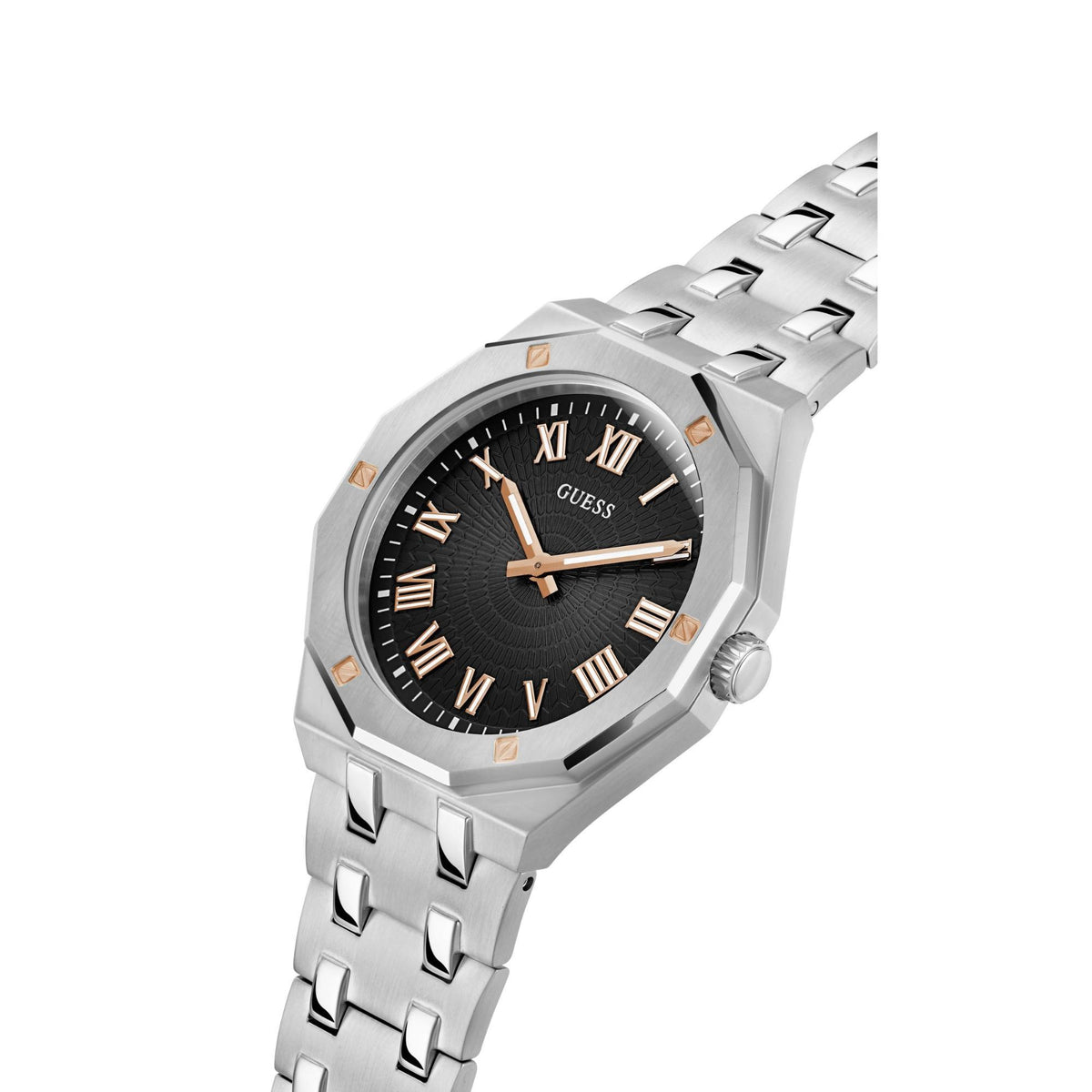 GUESS Gold Tone Analog Black Dial with Stainless Steel Strap Men's Watch GW0575G1 - WatchNation
