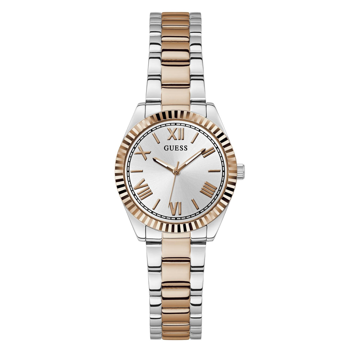 GUESS Mini Luna 2-Tone Analog Silver Dial Steel Strap Ladies Watch GW0687L3