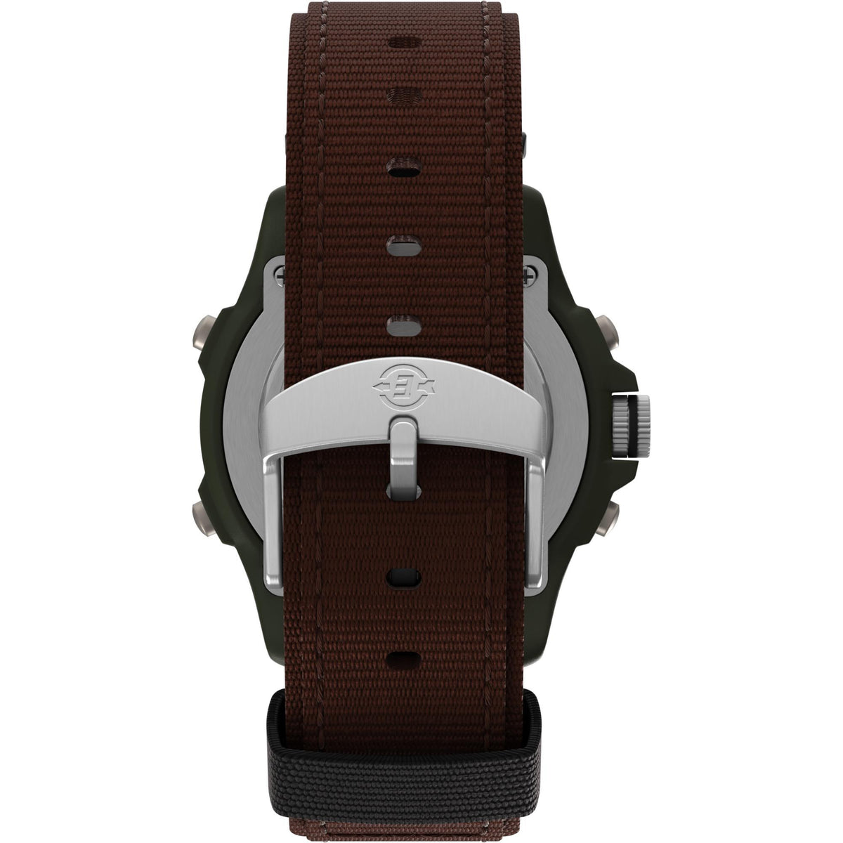Men's Timex quartz wristwatch with brown dial and brown fabric strap