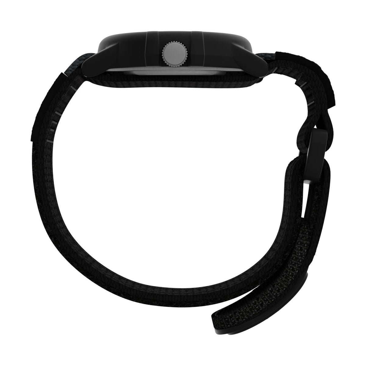 Timex Expedition watch T49713 with black fabric strap, black case, ridged crown