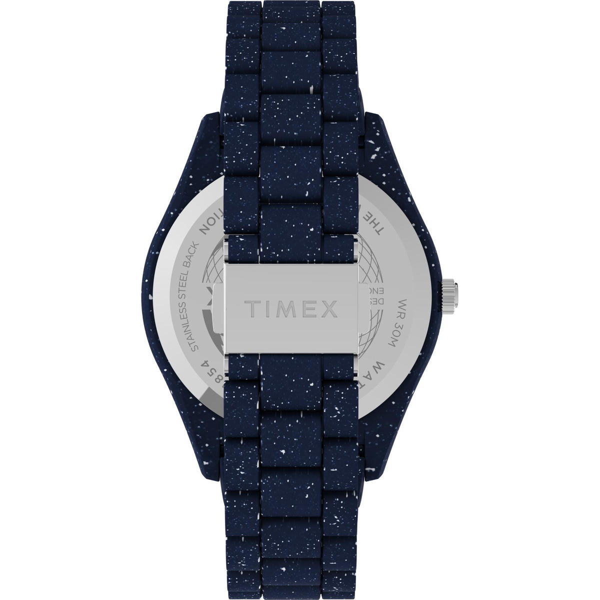 Timex Legacy men’s quartz watch, dark blue resin band and round case back