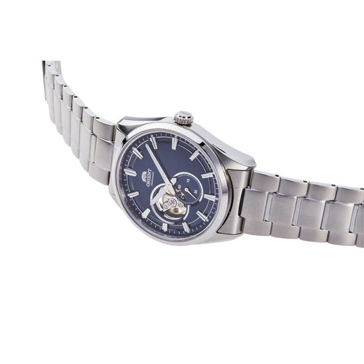 Men's Orient Stretto automatic watch, blue dial with steel case and bracelet