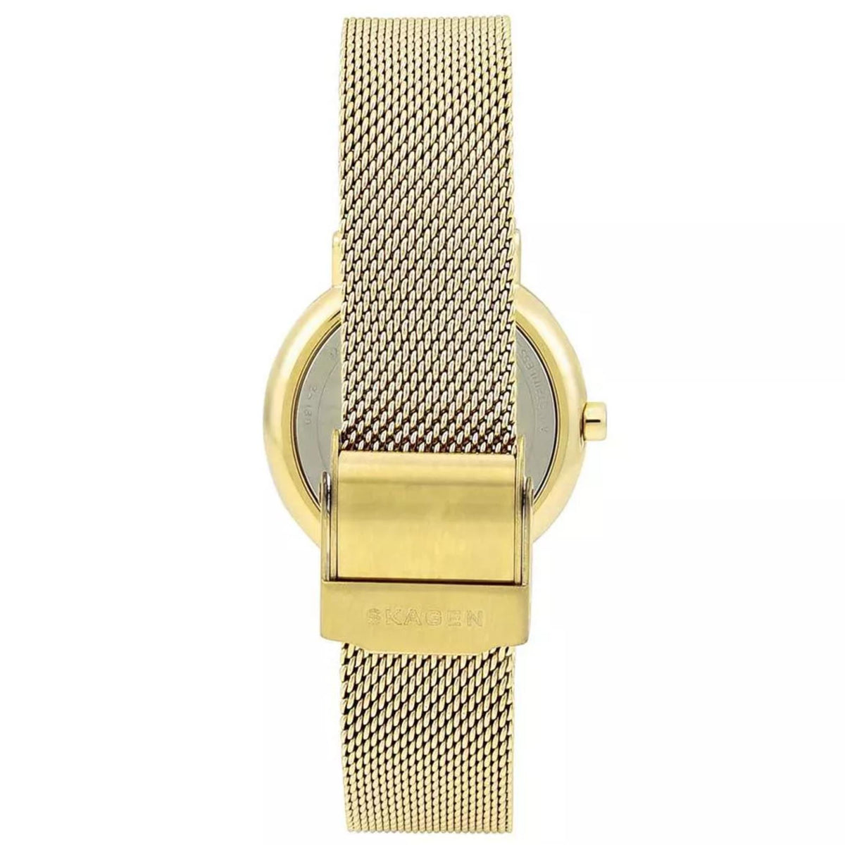 Rear View Showing Gold Mesh Strap Clasp on Skagen Signatur Lille SKW2693