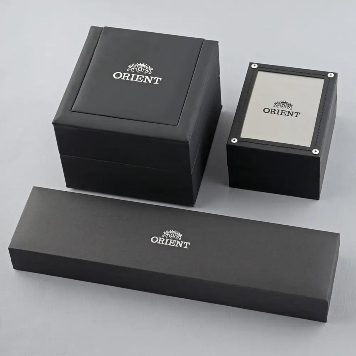 Orient watch gift box set with matching drawer and ORIENT logo