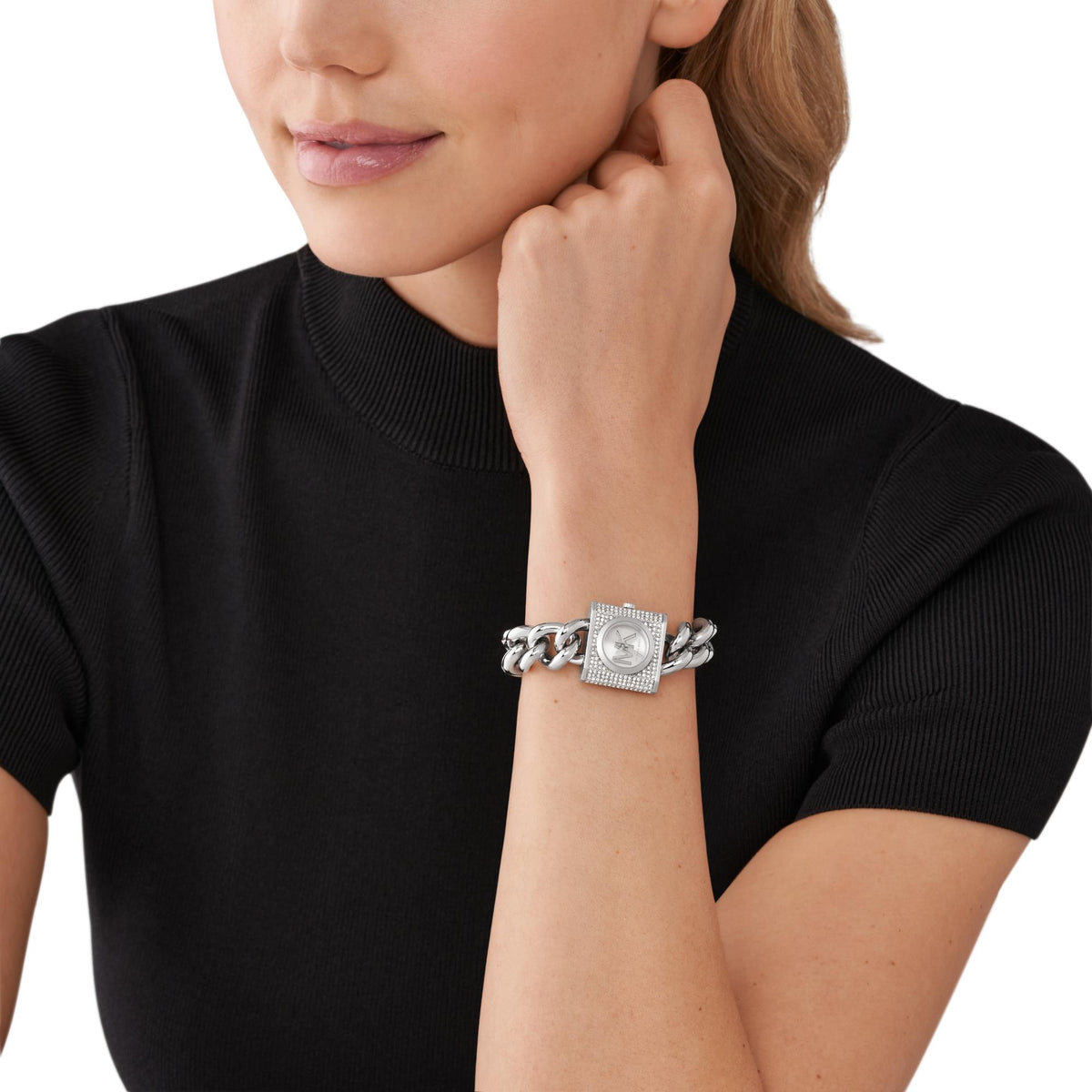 Michael Kors MK Chain Lock White Dial Women’s Watch MK4718