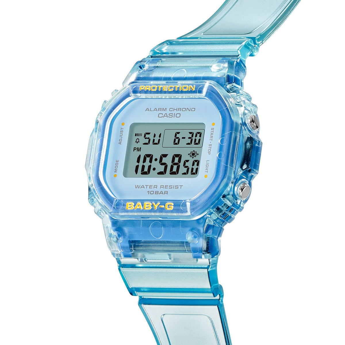 Casio Baby-G Summer Jelly BGD-565SJ-2ER angled side view of case and resin strap