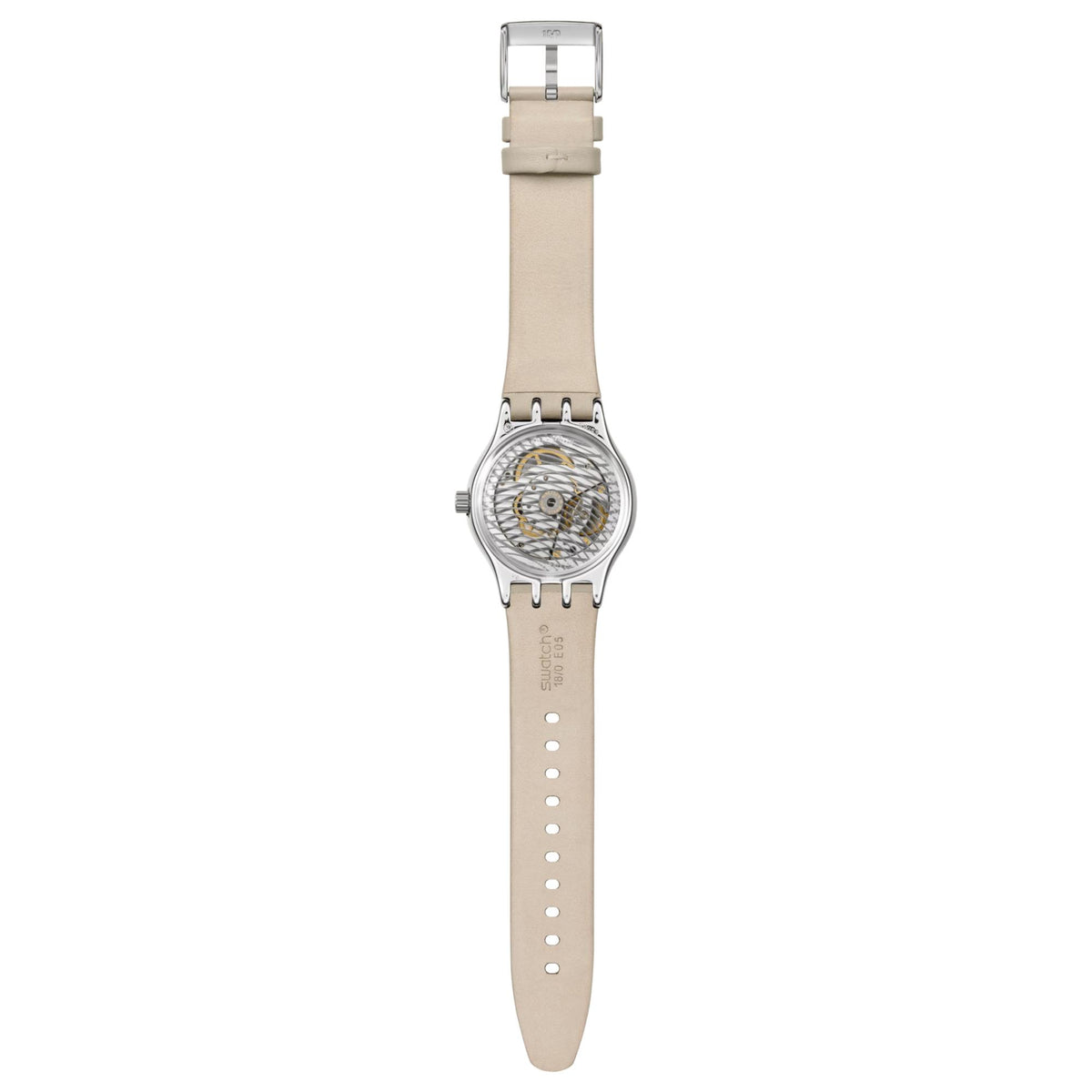 Swatch Mocha Dream Beige Dial Leather Strap Unisex Watch YIS434
