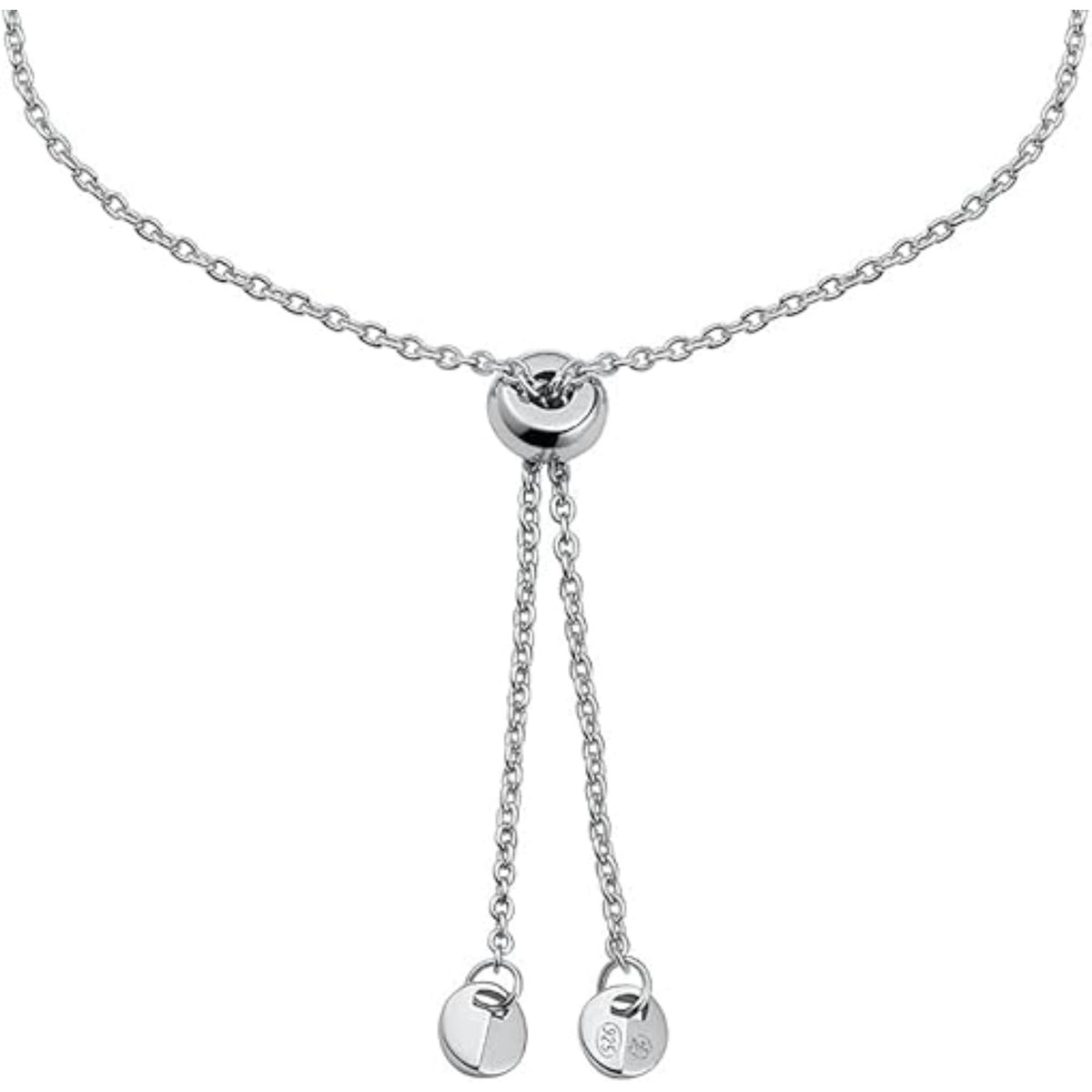 Sterling silver slider bracelet with heart toggle clasp and two small padlock charms
