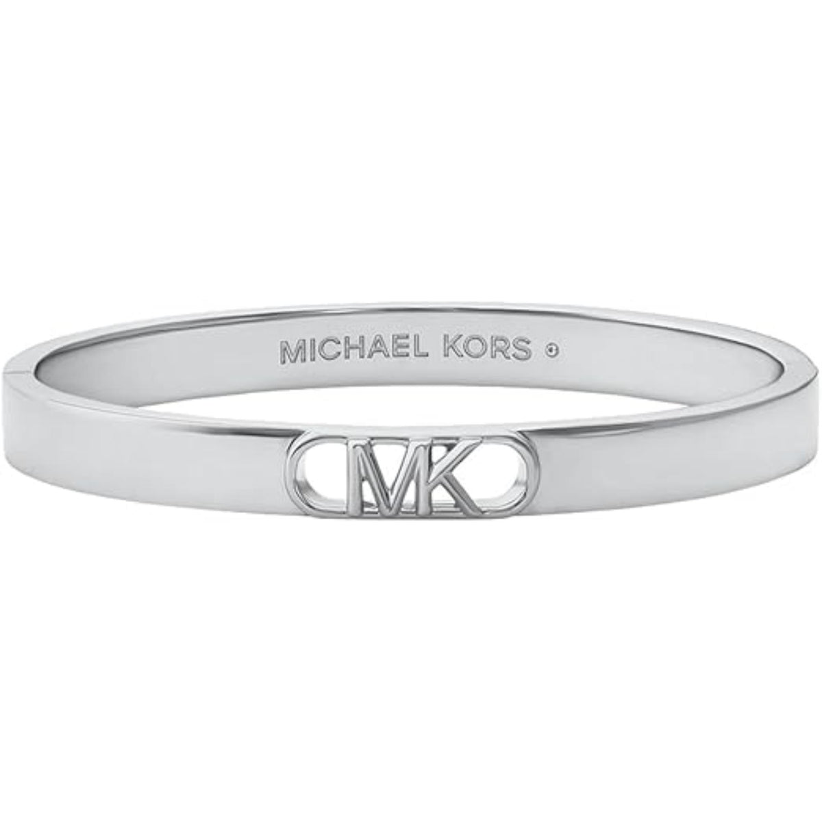 Platinum-plated link bangle with MICHAEL KORS logo and MK charm clasp