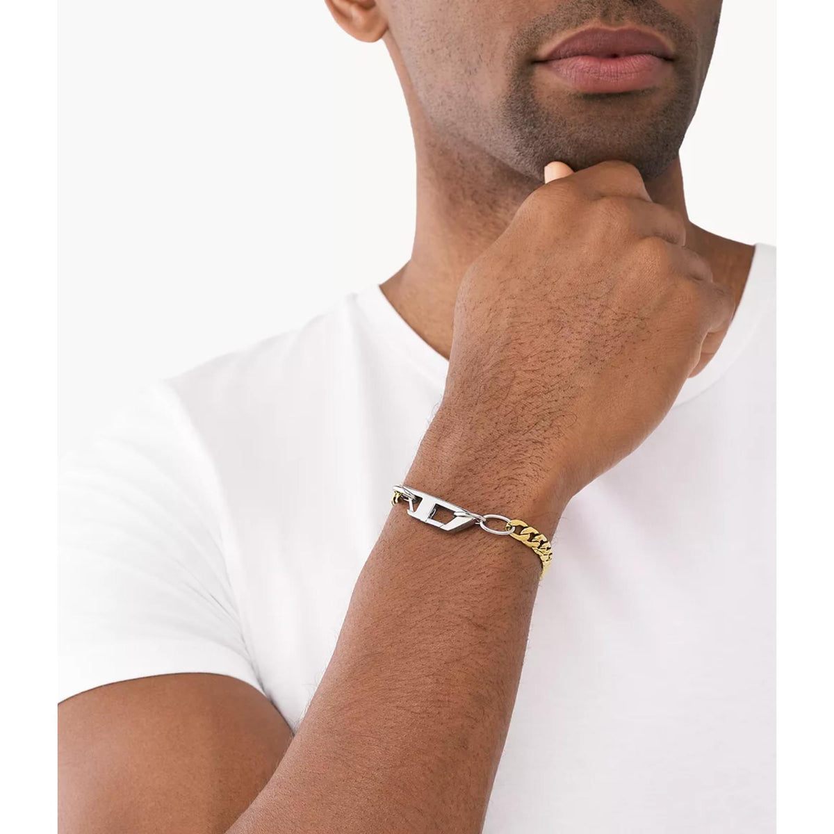 Diesel Two-Tone Gold and Steel Chain Unisex Bracelet DX1437931