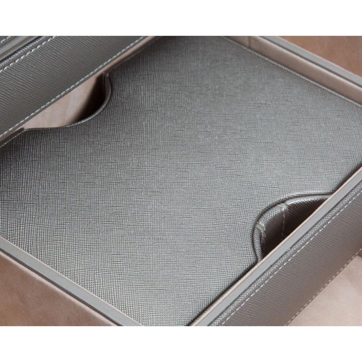 Jewelry armoire compartment with textured base and molded necklace/bracelet holder