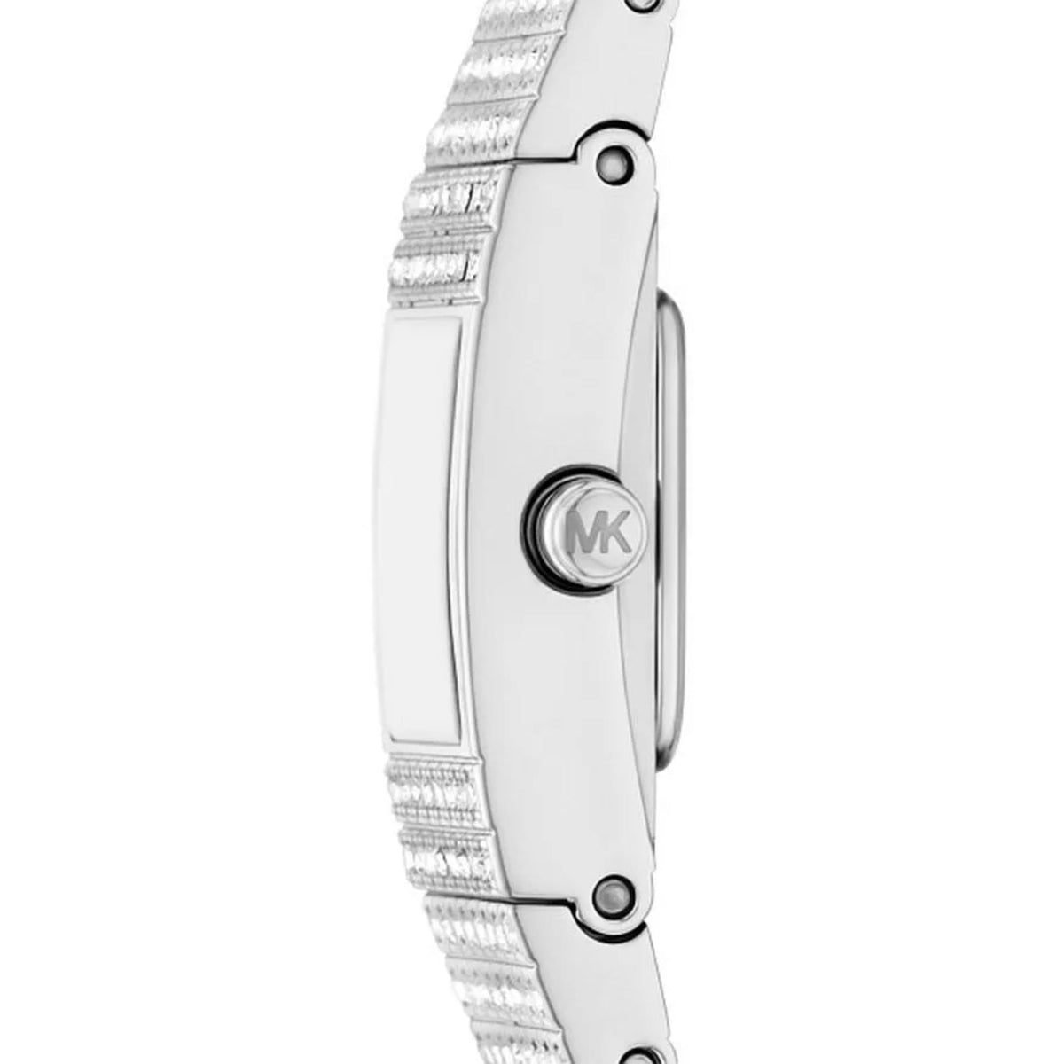 Michael Kors Darrington MK4886 side profile highlighting slender case design and MK logo engraved crown