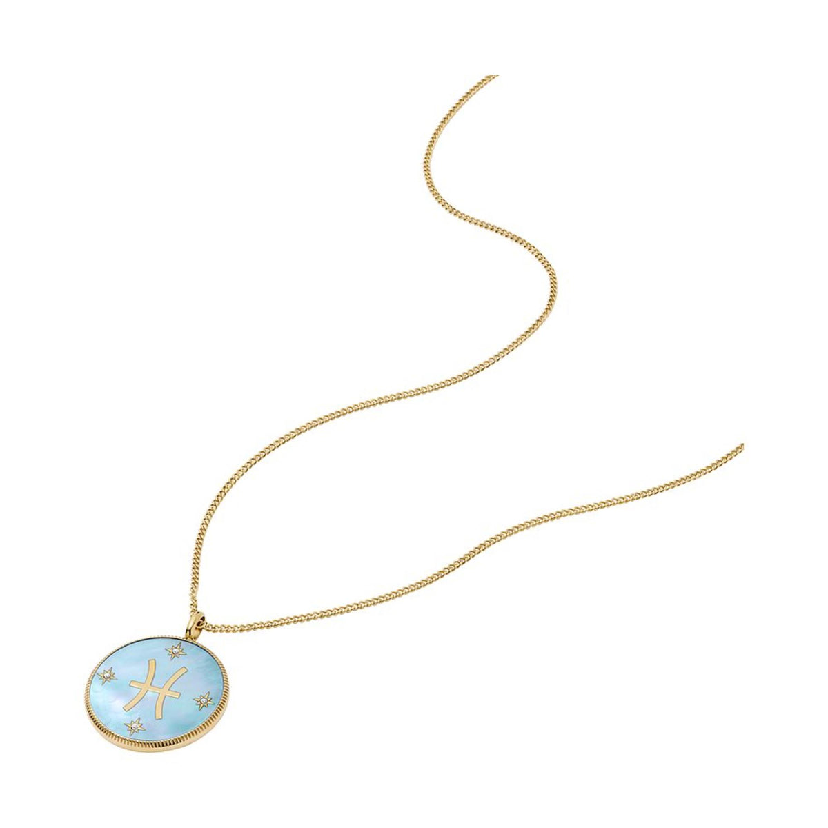 Fossil Written in the Stars Gold-Tone Stainless Steel Green Mother-of-Pearl Pisces Pendant Ladies Necklace JF04848710 - WatchNation