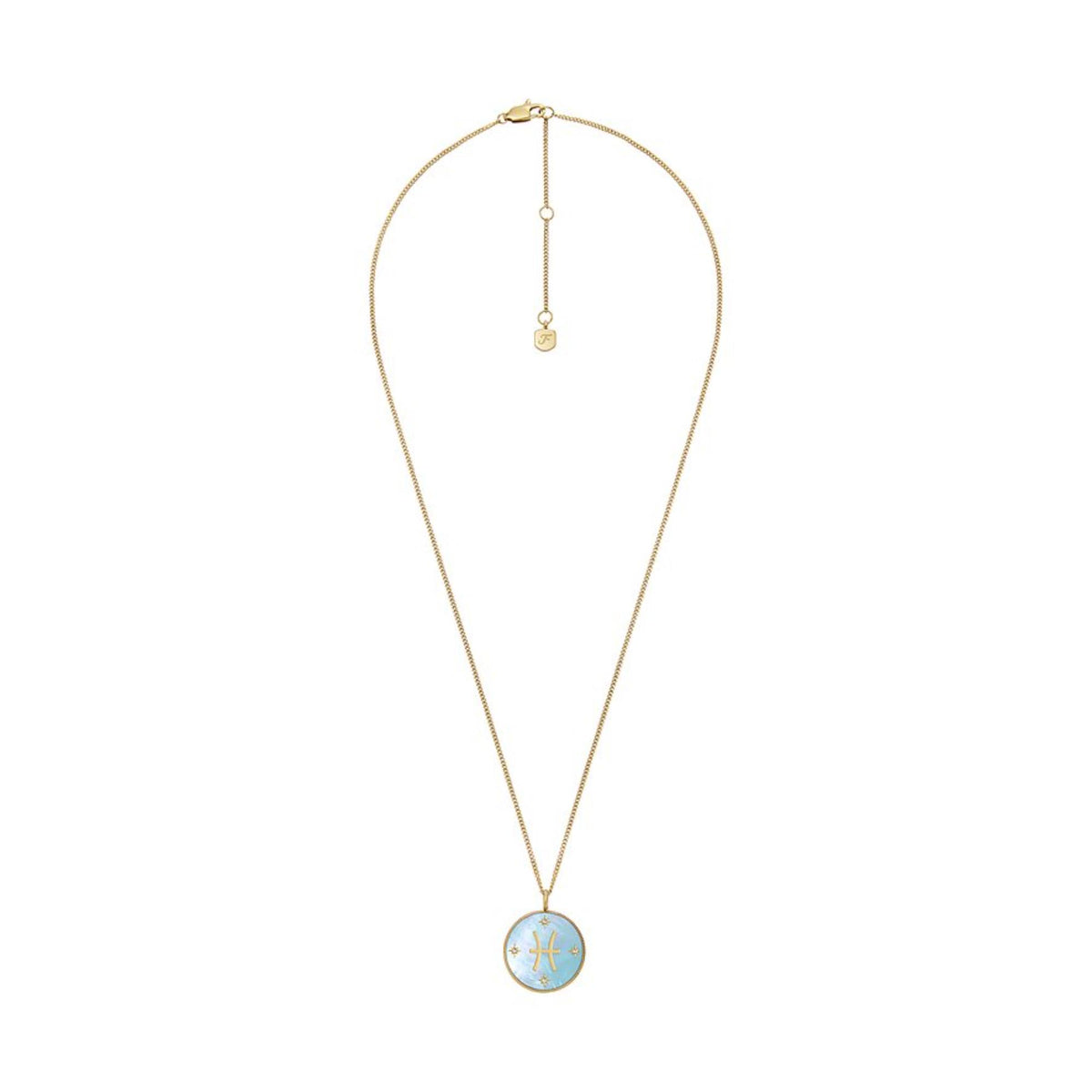 Fossil Written in the Stars Gold-Tone Stainless Steel Green Mother-of-Pearl Pisces Pendant Ladies Necklace JF04848710 - WatchNation