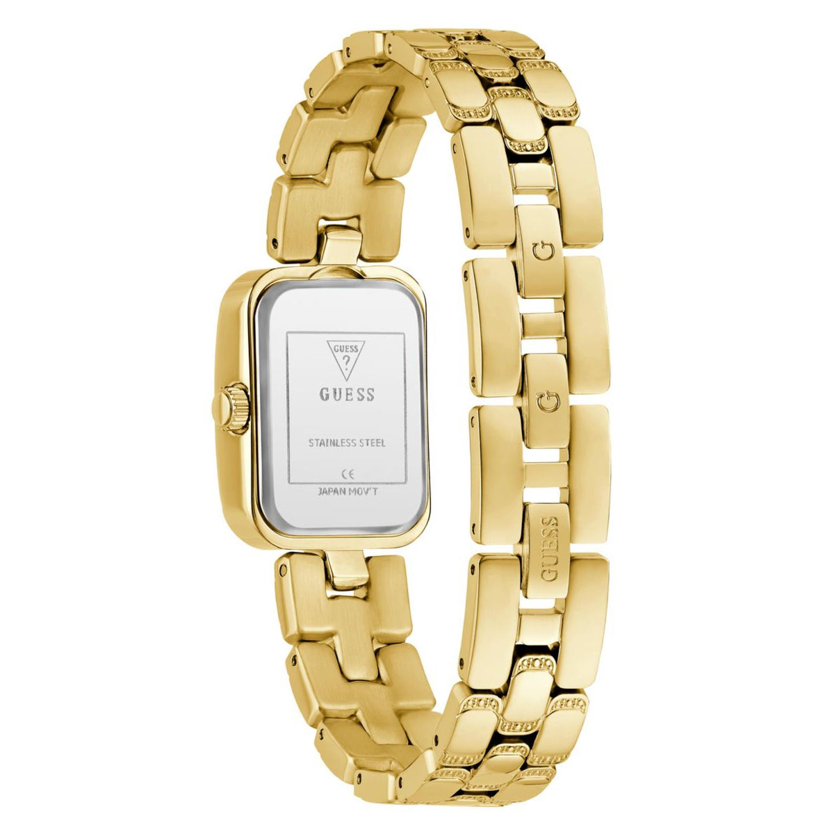 Guess watch with gold-tone back case and stainless steel link bracelet