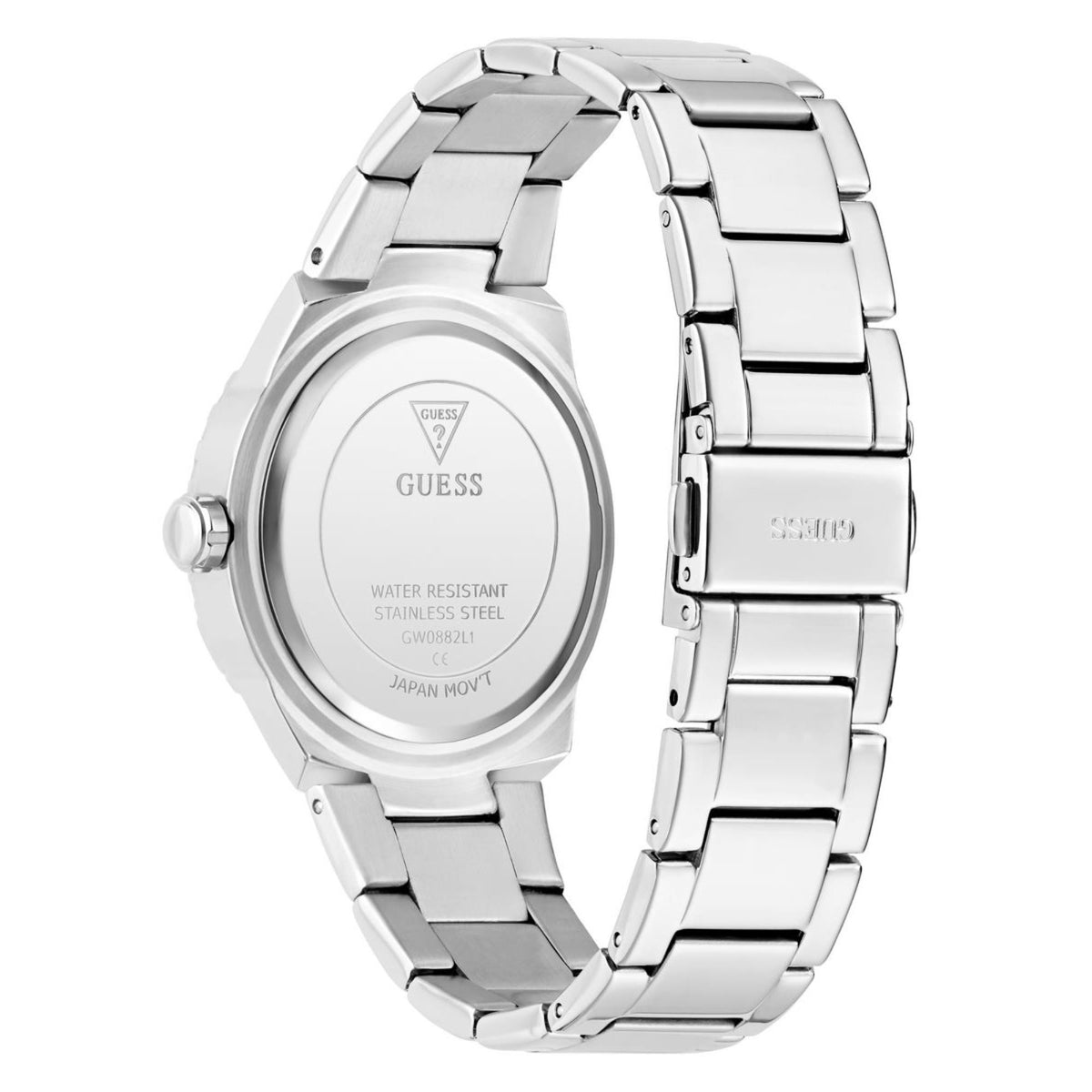 Women’s stainless steel wristwatch caseback, engraved logo and water resistant text