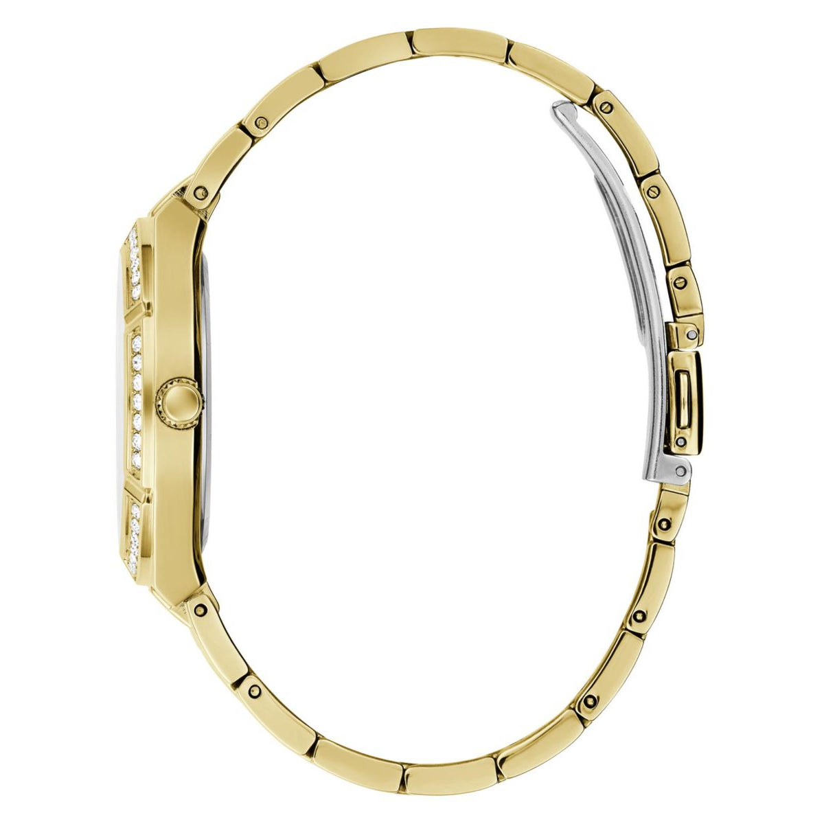 Gold-tone stainless steel watch case and link bracelet with polished side details