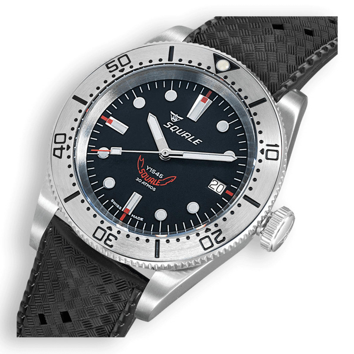 Men's steel diver watch showing dark dial, bezel markings, and crown