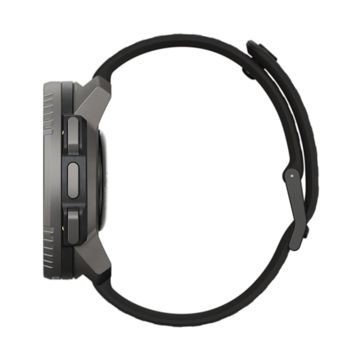 Suunto Vertical Titanium Solar Black SS050858000 direct side view showcasing titanium case profile and side buttons