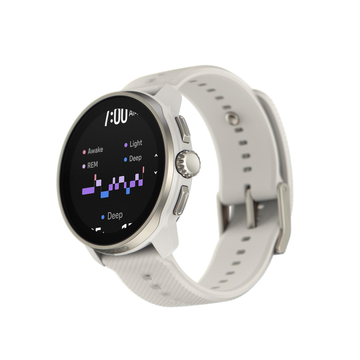 Suunto Race S smart watch, powder-gray silicone strap, AMOLED display with sleep graph