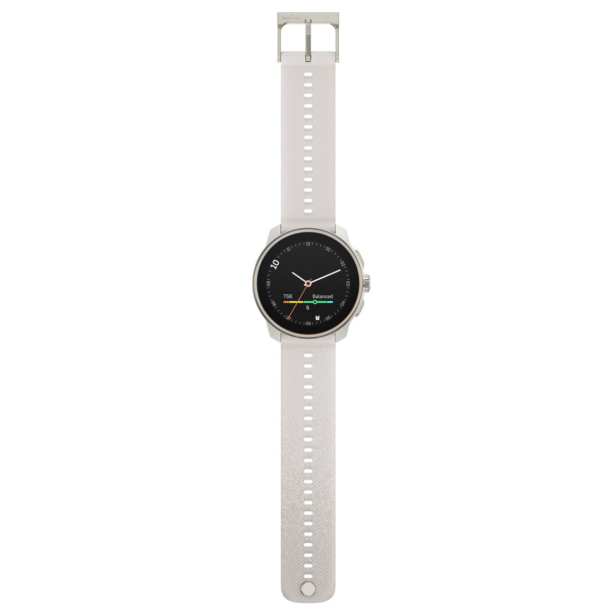 Suunto Race S smart watch, powder-gray silicone strap, round AMOLED face with red activity arc
