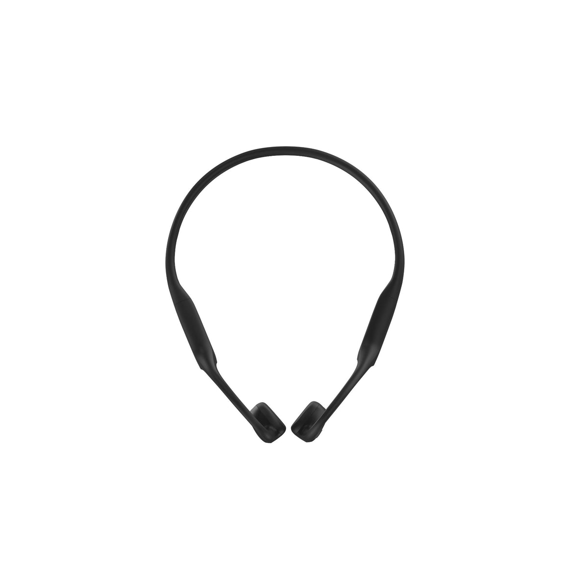 Suunto Sonic SS050946000 black open-ear wireless headphones overhead view highlighting full flexible neckband curvature