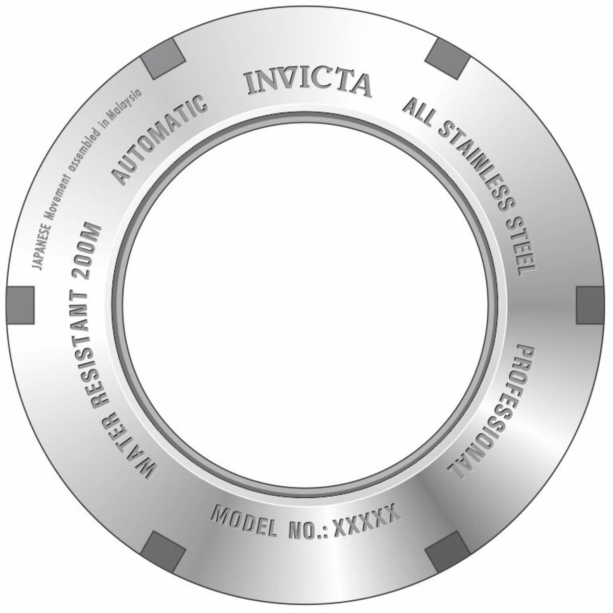 Stainless steel watch case back with “AUTOMATIC” and “PROFESSIONAL” markings