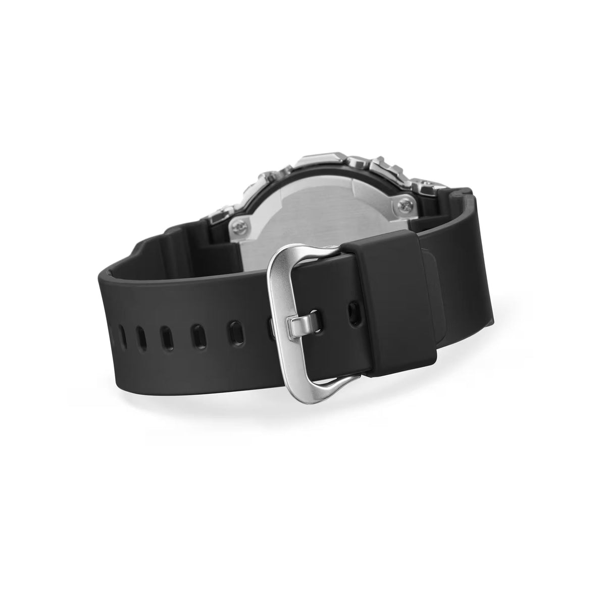 Black resin watch strap with metal buckle and G-Shock bezel, adjustable holes