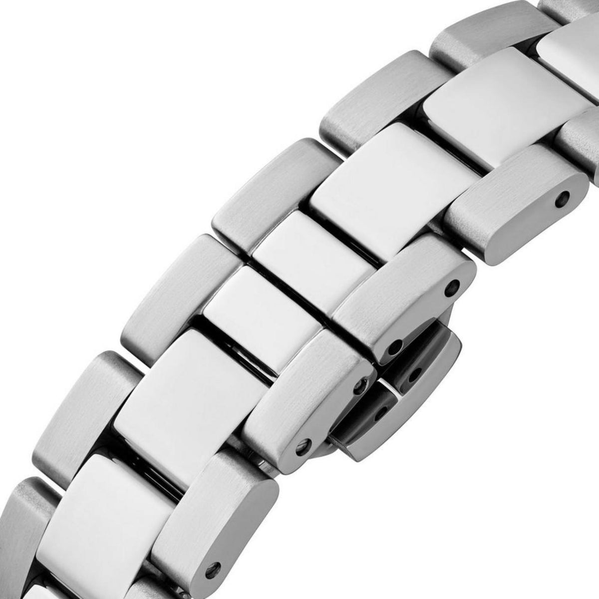 Stainless steel watch bracelet links with brushed and polished finish details