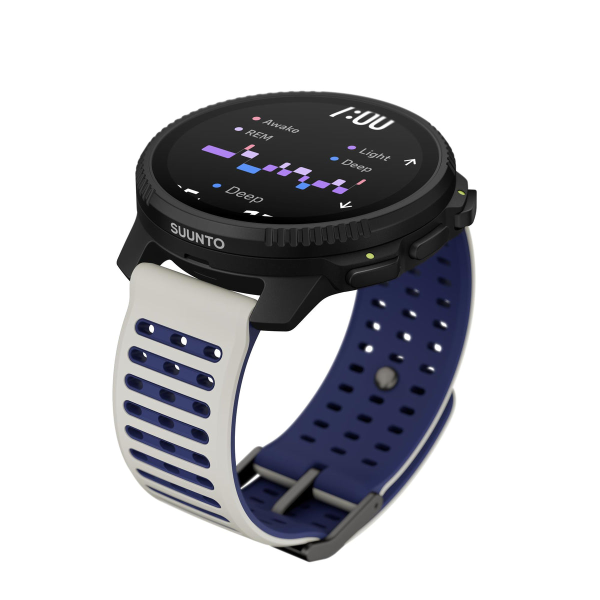 Suunto Vertical 2 SS051205000 high angle view featuring sleep tracking interface with perforated silicone strap