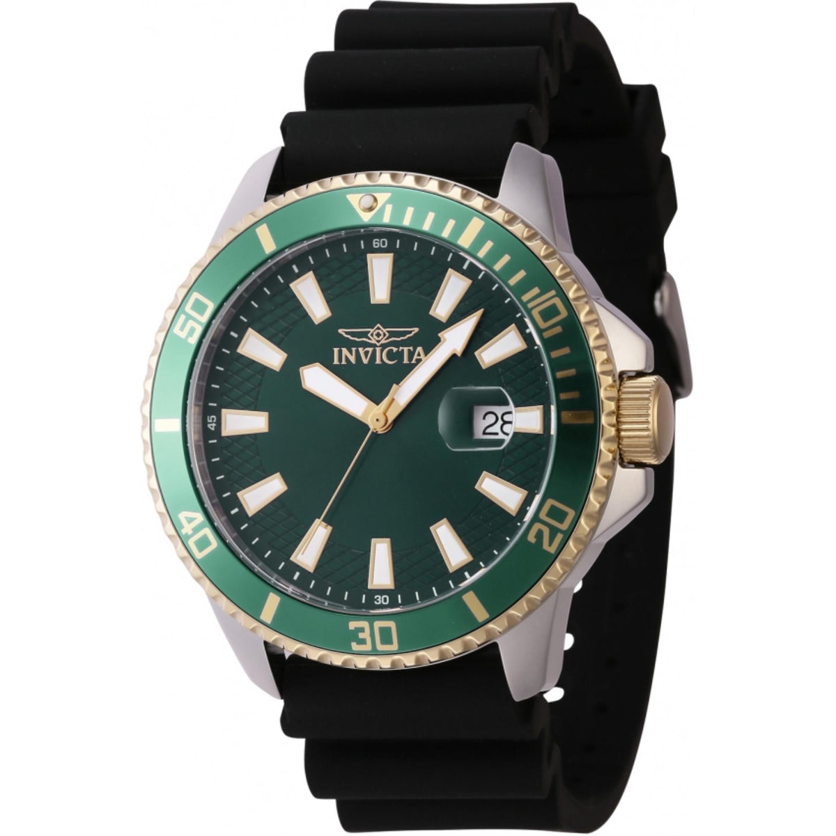Invicta Pro Diver Quartz Green Dial Silicone Strap Men's Watch 46134 - WatchNation