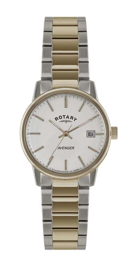 Rotary Avenger two-tone stainless steel mens watch with rose gold-tone case and bracelet