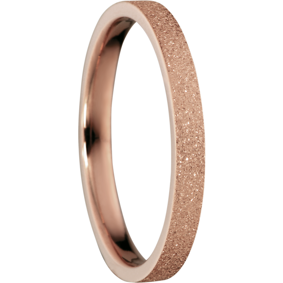 Ladies ring with rose-gold glitter outer edge and smooth inner band