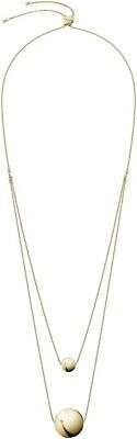 Gold-tone slim chain necklace with two round sphere charms