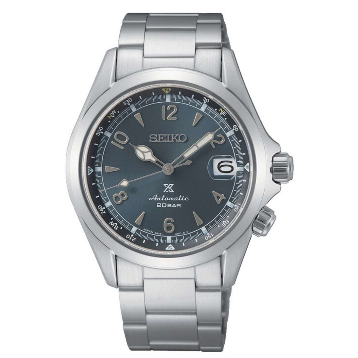 Automatic men's wristwatch with stainless bracelet and dark blue dial, date window