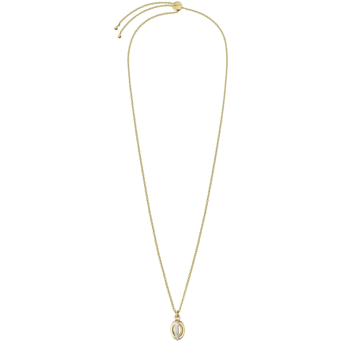 Calvin Klein women’s gold-tone chain necklace with dangling oval medallion charm