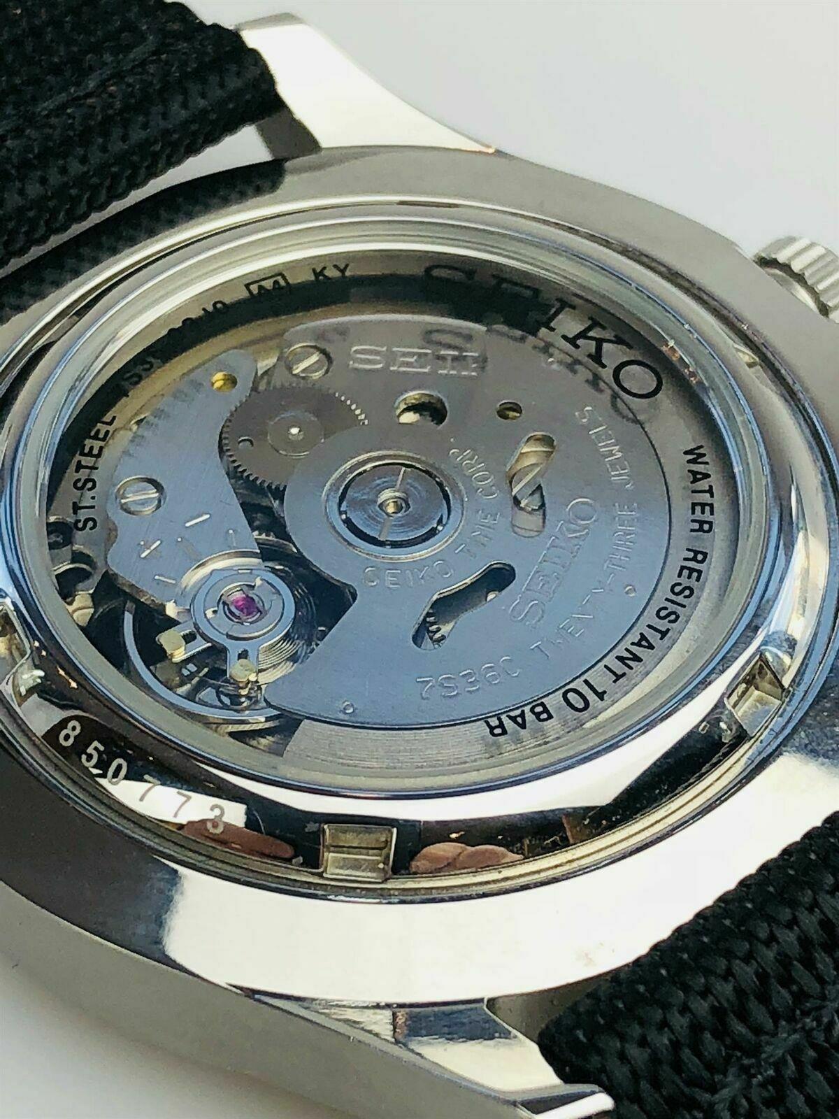 Seiko 5 Sports watch caseback view with automatic movement and model markings