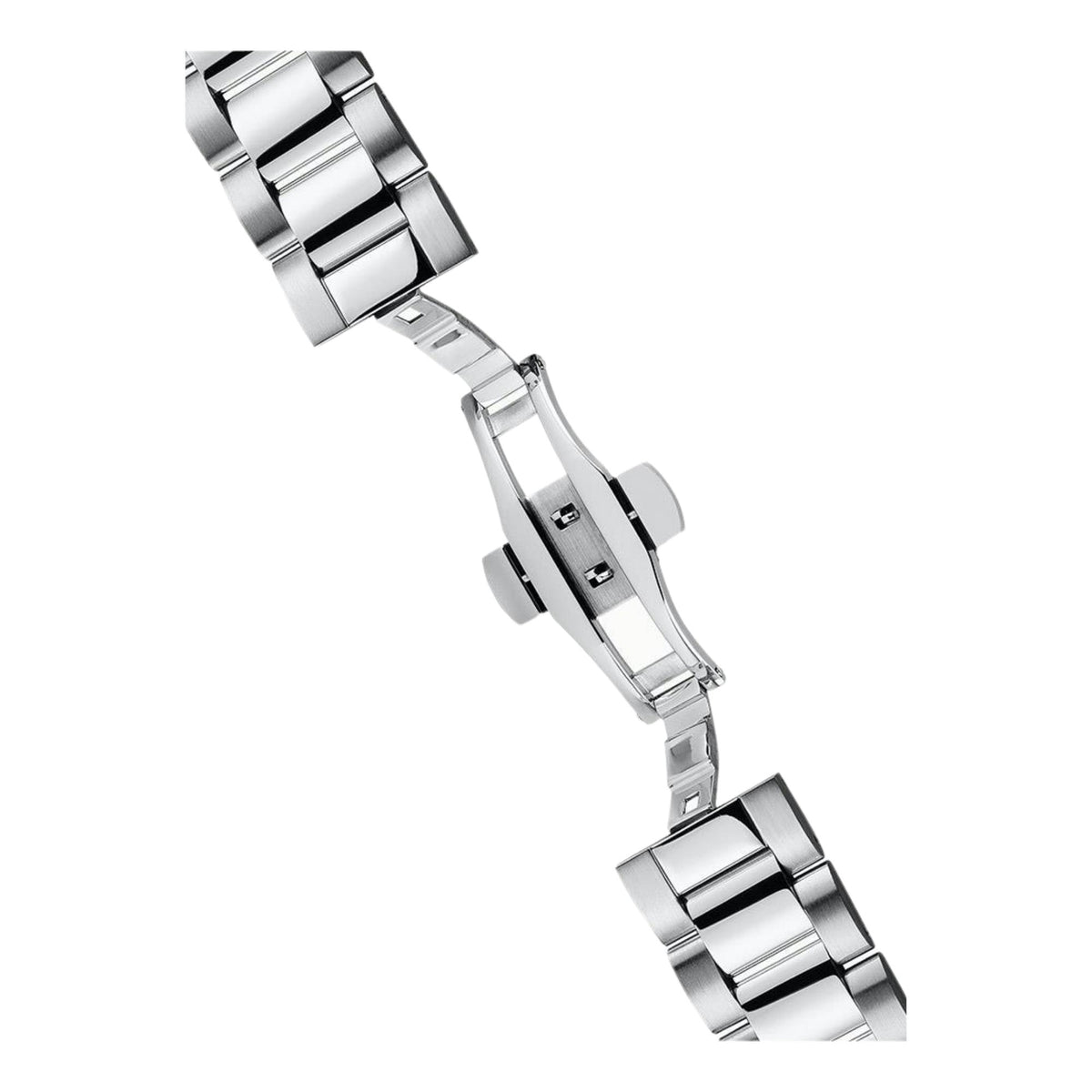 Stainless steel watch bracelet with polished links and clasp