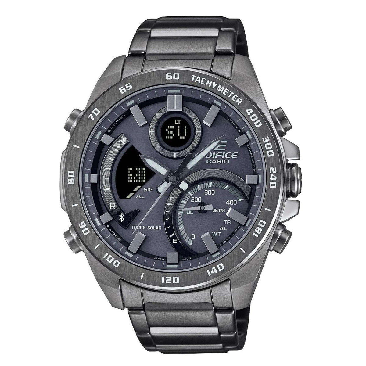 Casio Edifice quartz men's watch with black dial, multi-subdial chronograph style