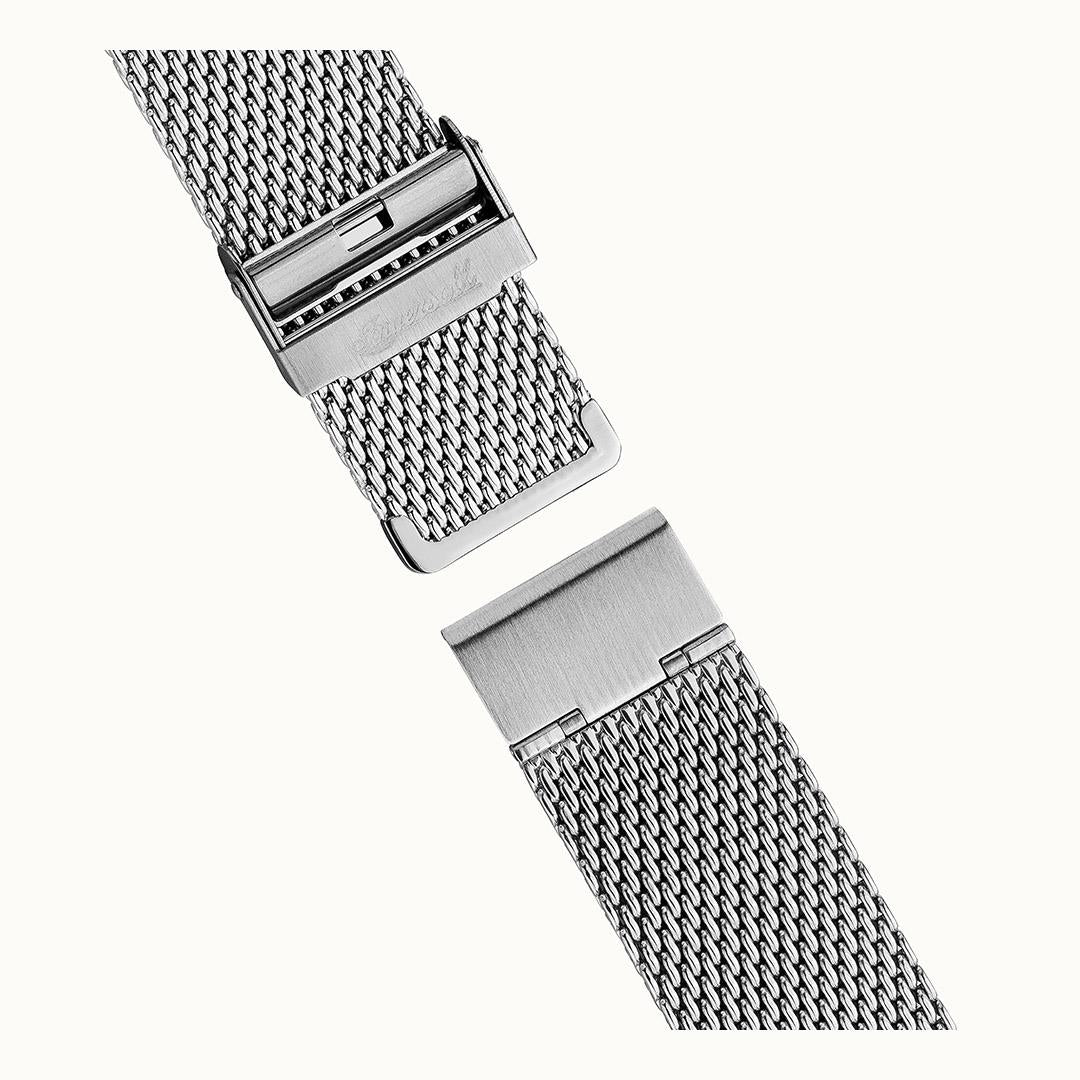 Stainless milanese bracelet clasp and links for automatic watch, brushed finish