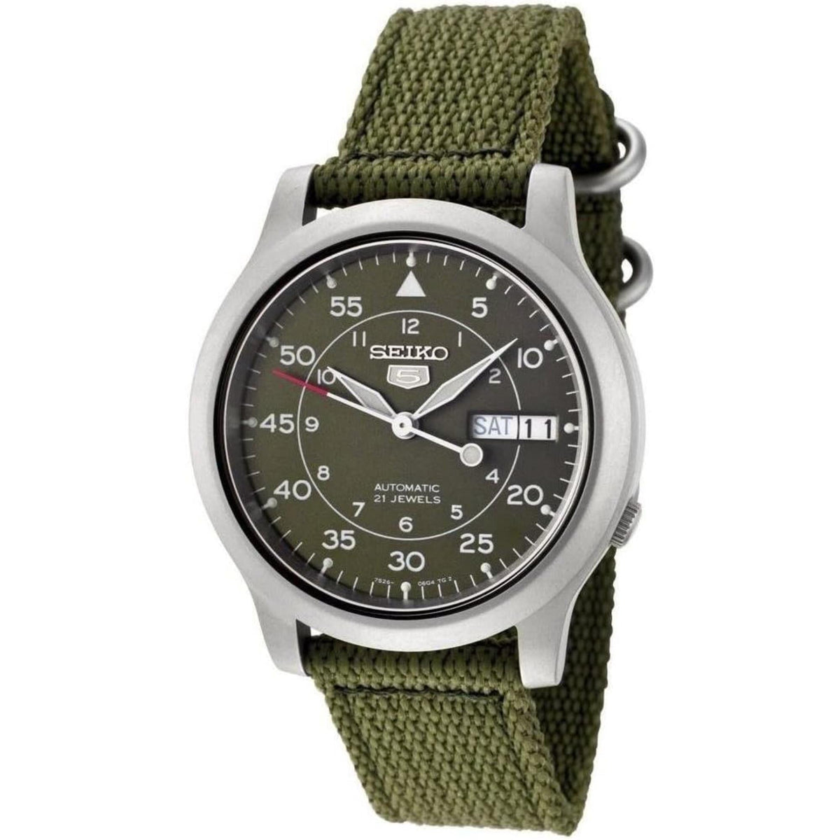 Seiko 5 Automatic SNK805K2 green dial watch full front view