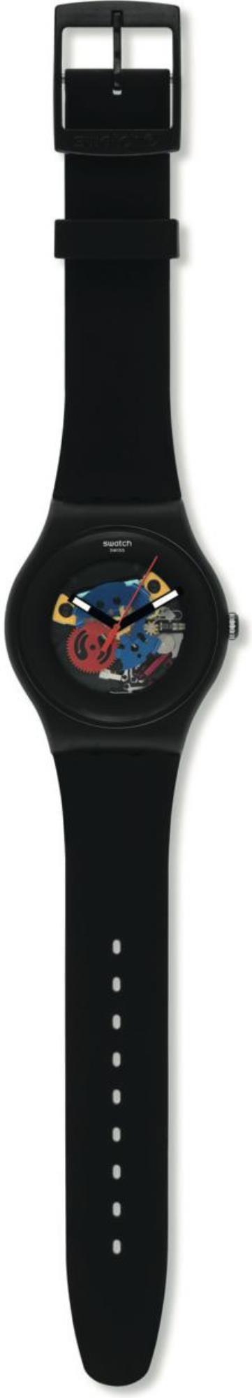 Black silicone strap watch with clasp buckle and small dot markers along band