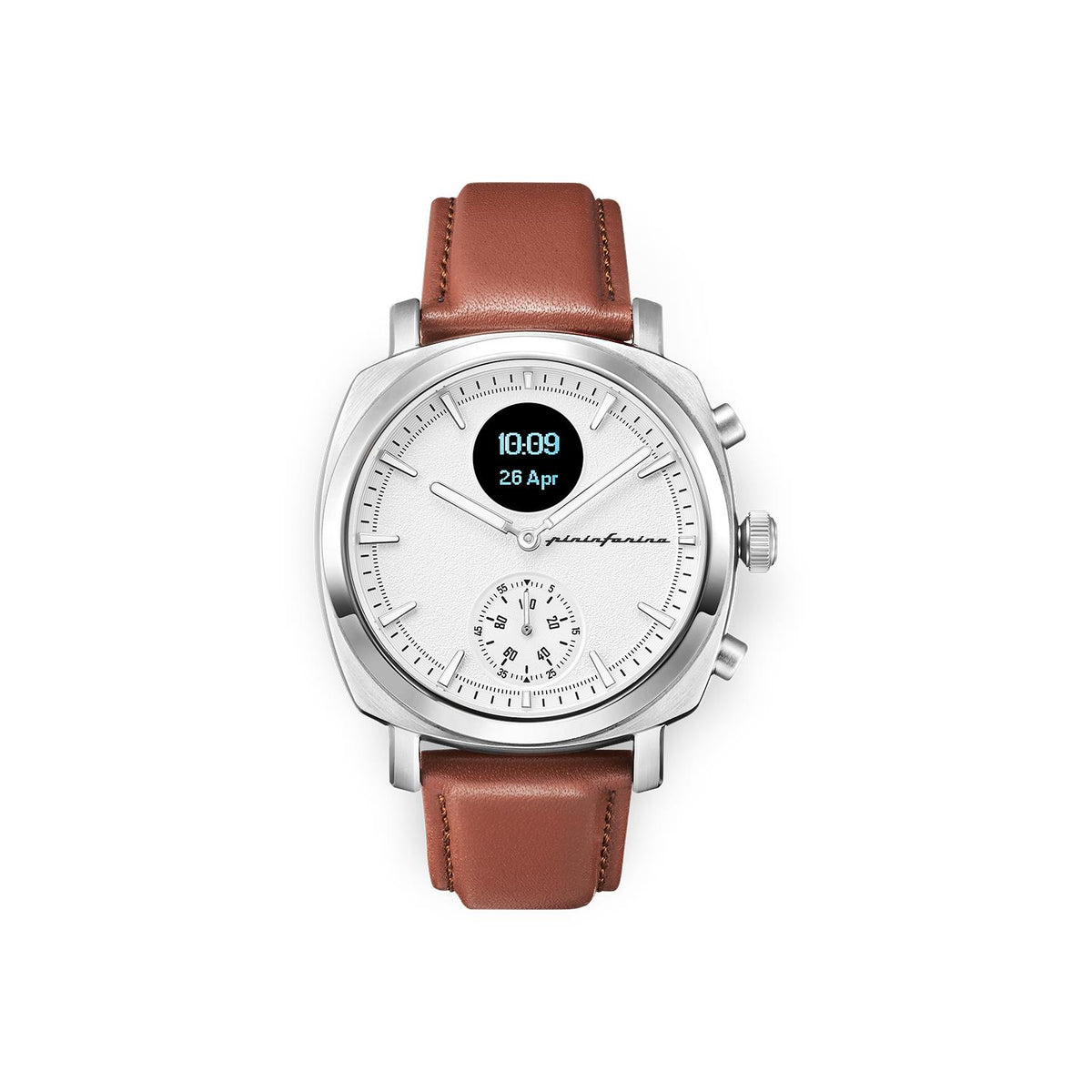 Pininfarina Senso Hybrid PMH01A-01 white dial and subdial detail view