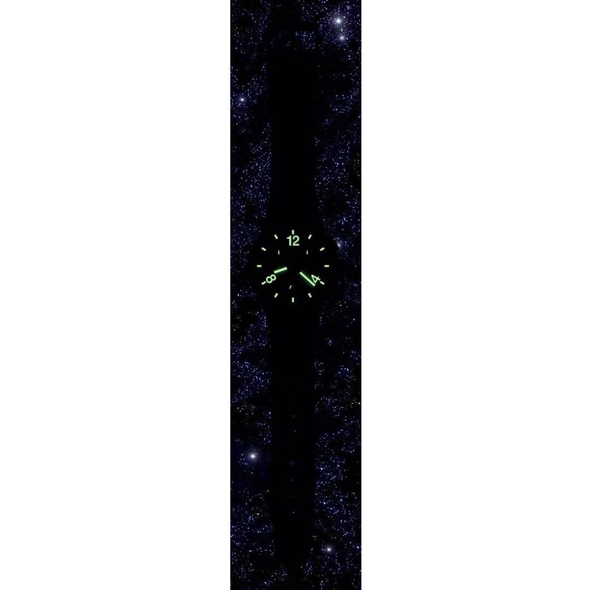 Green chronograph men’s watch close-up with green dial and patterned bezel